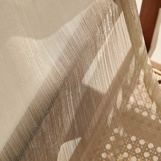 Paris Cascade Shimmering Striped Café Taupe Brown Sheer Voile Rideau