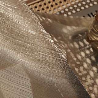 Paris Cascade Shimmering Striped Café Taupe Brown Sheer Voile Rideau 3