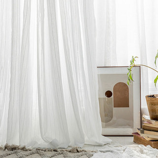 Scandinavian Rayé Blanc Tulle de Coton Voile Rideau