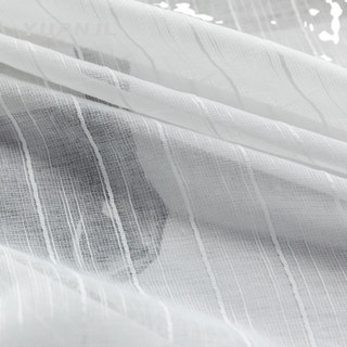 Scandinavian Rayé Blanc Tulle de Coton Voile Rideau