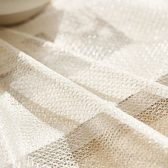 Silver Pond Ivoire Blanc Scintillant Rideau en Voile à Mailles 1