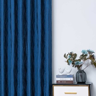 Surf 3D Jacquard à motifs de vagues bleu marine froissé Rideau 1