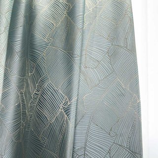 Feuilles de Bananier Luxe 3D Jacquard Rideau Bleu Oeuf de Canard 1