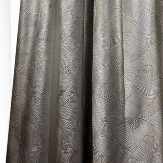 Feuilles de bananier Luxe 3D Jacquard Argent Gris Rideau avec Détails Dorés 2