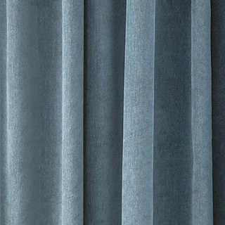 Exquis Rideau en Chenille Bleu Brumeux Mat et Luxueux 4