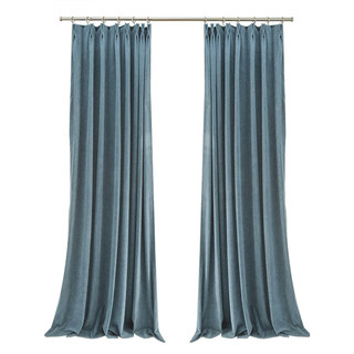 Exquis Rideau en Chenille Bleu Brumeux Mat et Luxueux 5