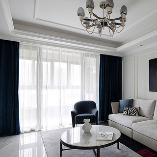 Exquis rideau en chenille bleu marine nuit, mat et luxueux 3