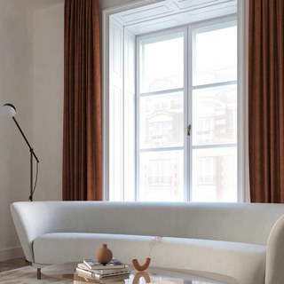 Exquis Rideau en Chenille Terre Cuite Orange Mat et Luxueux
