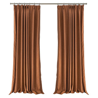 Exquis Rideau en Chenille Terre Cuite Orange Mat et Luxueux 5