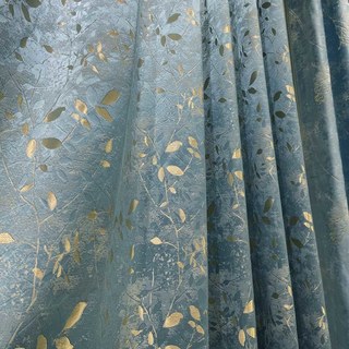 Golden Grove Luxe Jacquard Rideau Soie Bleu 3