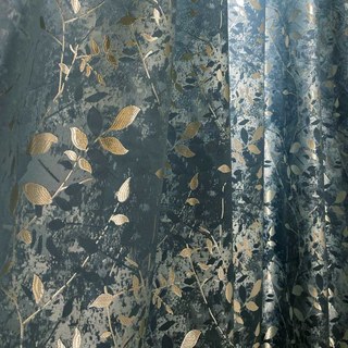 Golden Grove Luxe Jacquard Rideau Soie Bleu