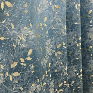 Golden Grove Luxe Jacquard Rideau Soie Bleu 2