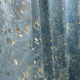 Golden Grove Luxe Jacquard Rideau Soie Bleu 1