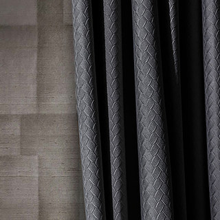 Rideaux occultants en velours gris foncé anthracite texturé façon panier scandinave 2