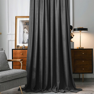 Rideaux occultants en velours gris foncé anthracite texturé façon panier scandinave