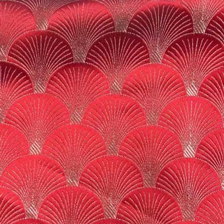 La Couronne des Années Folles Luxe Art Déco Coquillage Motif Rouge & Or Rideau