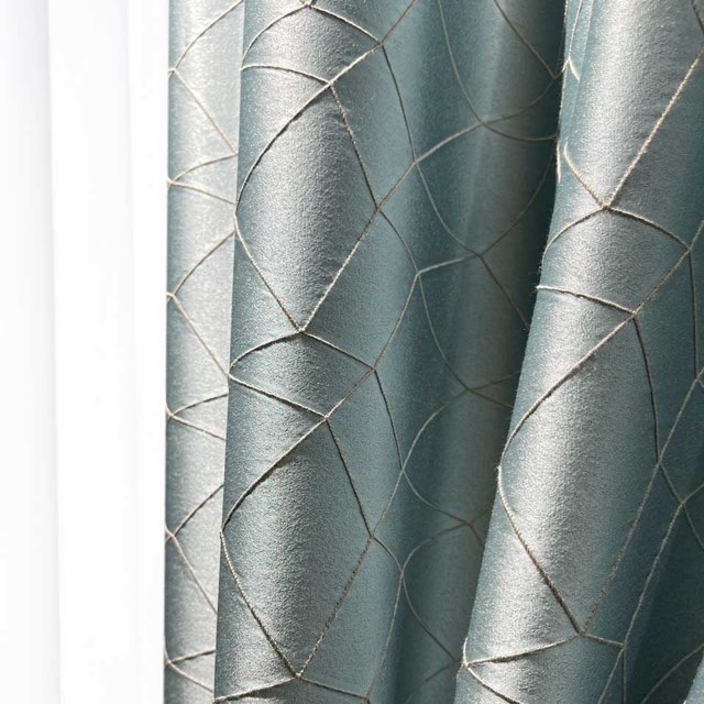 Capriccio Rideau géométrique jacquard 3D de luxe bleu œuf de canard 1