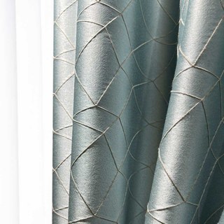 Capriccio Rideau géométrique jacquard 3D de luxe bleu œuf de canard 1