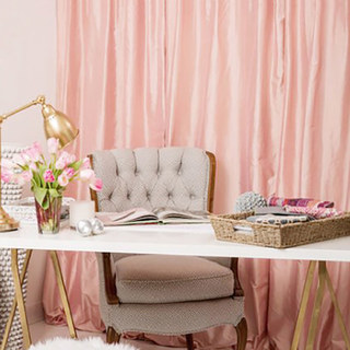 Clair de Lune Corail Rose Poudré Rideau en Satin Soyeux 3