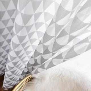 Dimension Romantique Gris et Blanc Triangles Géométrique Rideau Voile