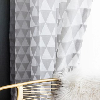 Dimension Romantique Gris et Blanc Triangles Géométrique Rideau Voile 2