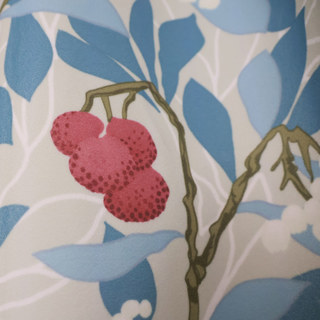 Arbutus Baies Rouges Rideau de Velours Floral Bleu William Morris