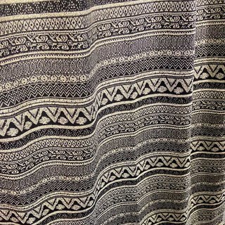 Aztec Ikat Noir et Blanc Rayé Horizontal Géométrique Rideau 2