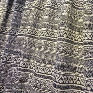Aztec Ikat Noir et Blanc Rayé Horizontal Géométrique Rideau 1