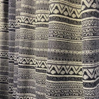 Aztec Ikat Noir et Blanc Rayé Horizontal Géométrique Rideau