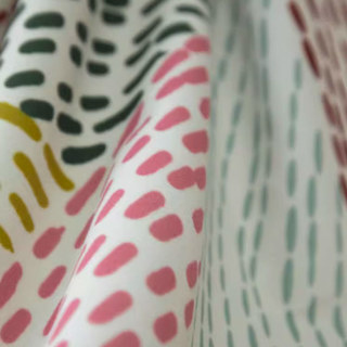 Touches de Couleur Rose Vert Géométrique Rideau en Velours 4