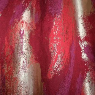 Éblouissante Broderie Luxe Jacquard Rouge & Or Abstrait Rideau 3
