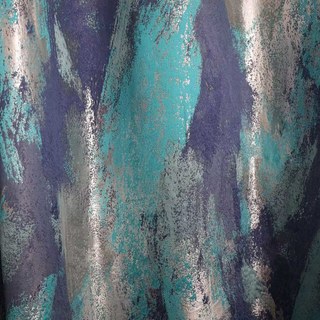 Éblouissante Broderie Luxe Jacquard Turquoise & Bleu Rideau Abstrait 3