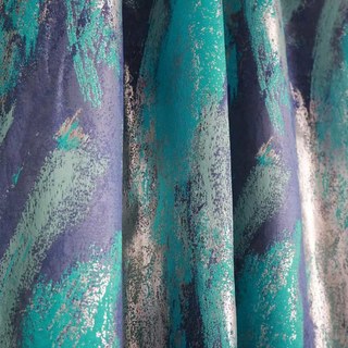 Éblouissante Broderie Luxe Jacquard Turquoise & Bleu Rideau Abstrait