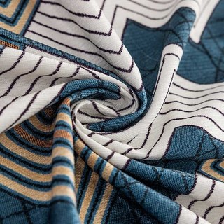 Enigma Chenille Géométrique Bleu et Marron Rideau 5