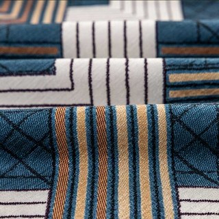 Enigma Chenille Géométrique Bleu et Marron Rideau 7