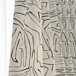 Graffiti Soul Noir et Blanc Abstrait Ligne Art Chenille Rideau