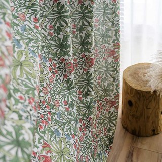 William Morris Vert Floral Jute Style Rideau 3