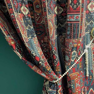 BOHO Rhapsodie Rideau Géométrique Multicolore Rouge 2