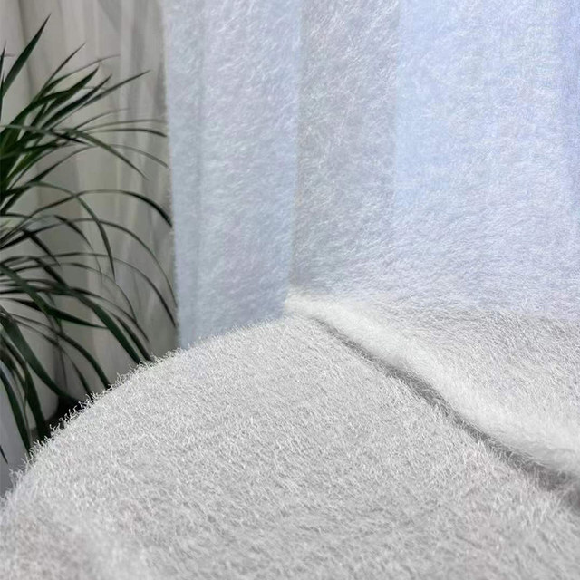 Câlinez-vous Rideau en Mohair Doux Ivoire Blanc Voile Lourd 1