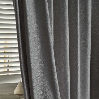 Enchantant Paisley Luxe Jacquard Gris Rideau Occultant 1