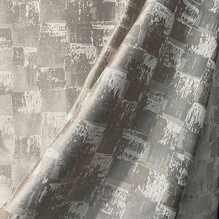 Enchanting Patchwork Luxe Jacquard Gris Perlé Rideau Géométrique 2