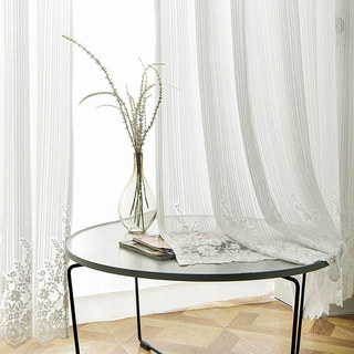 Morning Chamomile Ivoire Blanc Dentelle Voile Rideau 3