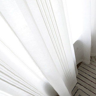 Urban Melody Blanc Ivoire Rideau Voile Rayé 5