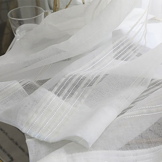 Urban Melody Blanc Ivoire Rideau Voile Rayé 6