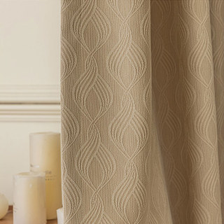 Graceful Ogee Chenille Geometric Moka Light Brown Blackout Curtain