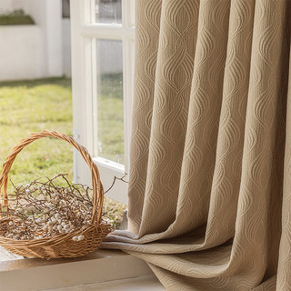 Graceful Ogee Chenille Geometric Moka Light Brown Blackout Curtain 4