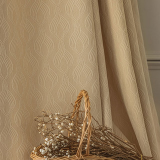 Graceful Ogee Chenille Geometric Moka Light Brown Blackout Curtain 3