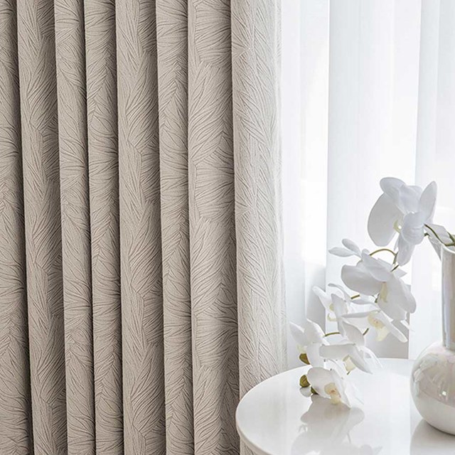Feuille de Printemps Jacquard Motif Crème Rideau Occultant 1