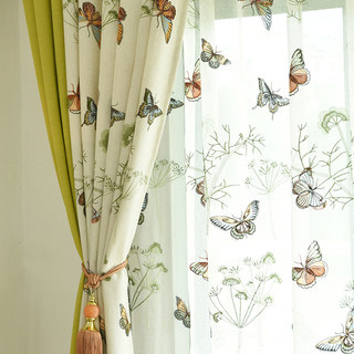Jardin de Papillons Brodé Floral Organza Voile Rideau 4