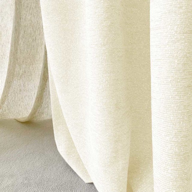 Glame Luxe Ivoire Blanc Rideau Chenille à Rayures Horizontales 1